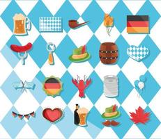 Oktoberfest beer festival and German celebration icon set vector