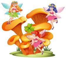 Fairies and mushrooms fantasy design vector