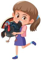 Girl holding turkey vector