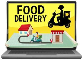 Food delivery application on screen display vector