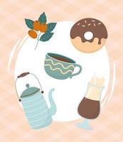 Coffee and tea time beverage composition vector