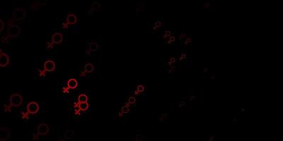 Símbolos de mujer roja sobre fondo oscuro vector