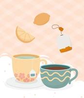 Coffee and tea time beverage composition vector