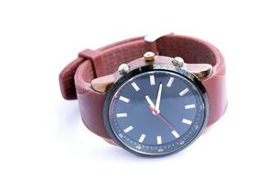 Analog fashion watch on white background photo