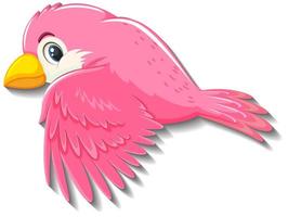 Cute pink bird cartoon character vector