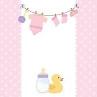 Baby shower card with baby icons vector