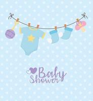 Baby shower blue card vector