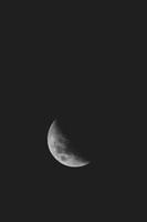 Crescent moon in dark sky