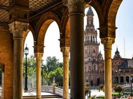 Seville, Spain, 2020 - View of a tower in the Plaza de Espana photo