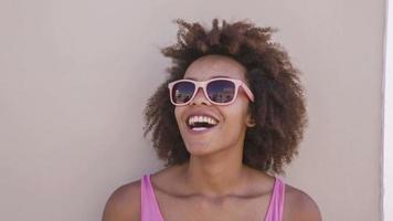 Girl in Pink Sunglasses Laughing video