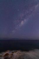 Long-exposure of waves and the night sky photo