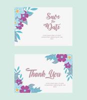 elegante conjunto floral de tarjetas de boda vector