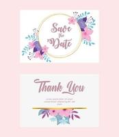 Elegant floral wedding card set vector