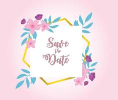 Elegant floral Save The Date card vector