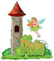 Pixie logo with fairy vector