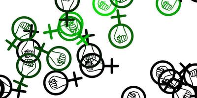 Green pattern with feminism elements. vector