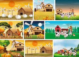 Set of farm scenes vector