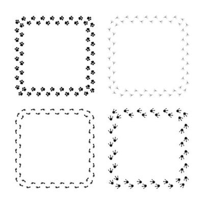 Animal and human footprint decorative border set