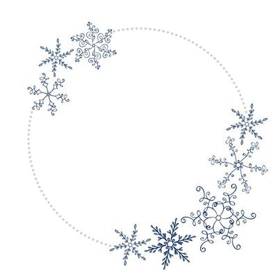 Christmas simple round frame with snowflakes
