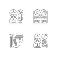 diferentes géneros de bandas sonoras, conjunto de iconos lineales vector