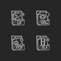 File types, chalk white icons set vector