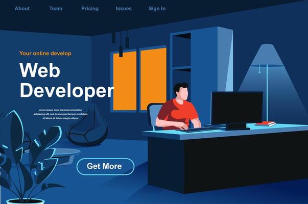 Web development isometric landing page