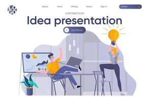 Idea presentation landing page with header vector