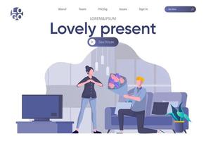 Lovely present landing page with header vector