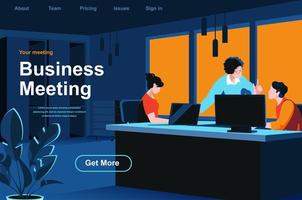 Business meeting isometric landing page vector