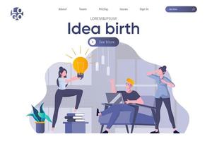 Idea birth landing page with header vector