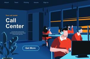 Call center isometric landing page vector