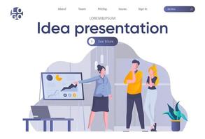 Idea presentation landing page with header vector