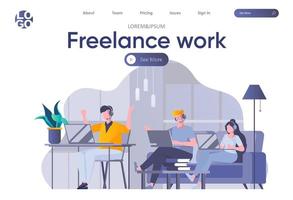 Freelance work landing page with header vector