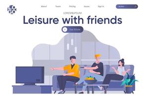 Leisure with friends landing page with header vector