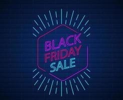 Black Friday neon sign on brick texture vector