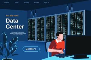 Data center isometric landing page vector