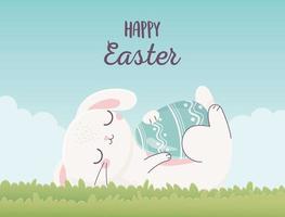 Cute bunny with egg for Easter Day celebration vector