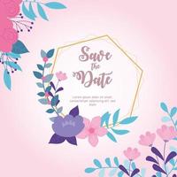 Elegant floral wedding card template vector