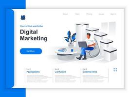 página de inicio isométrica de marketing digital vector