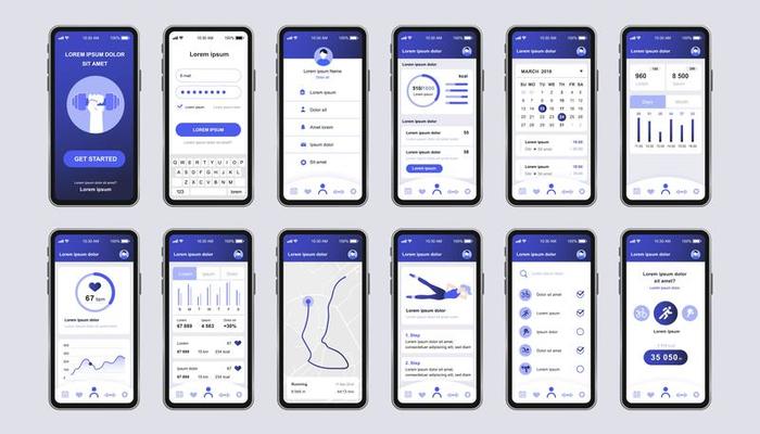 Fitness unique design kit for mobile app