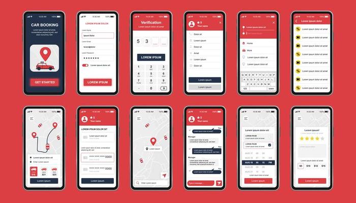 Car booking unique design kit for mobile app