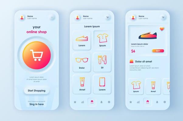 Online shopping unique neomorphic design kit