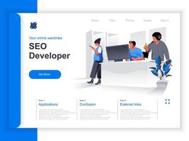 Seo developer isometric landing page vector