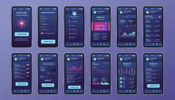 Cryptocurrency unique design kit for mobile app vector