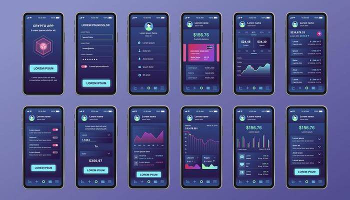 Cryptocurrency unique design kit for mobile app