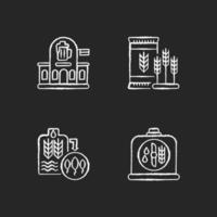 Brewery Manufacture, Chalk White Icons Set vector