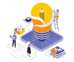 Creative teamwork isometric design vector