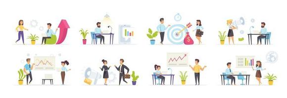 Digital marketing set with people in various scenes vector