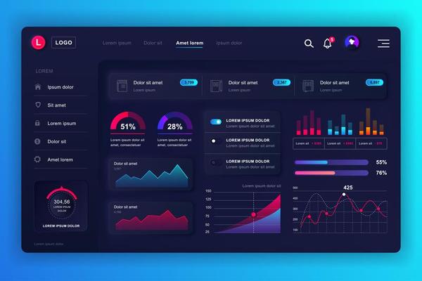 Admin panel neumorphic dashboard UI kit