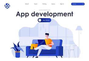 App development flat landing page design vector